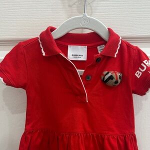 Burberry newborn girls 6 months Red Polo Dress with Bear Patch